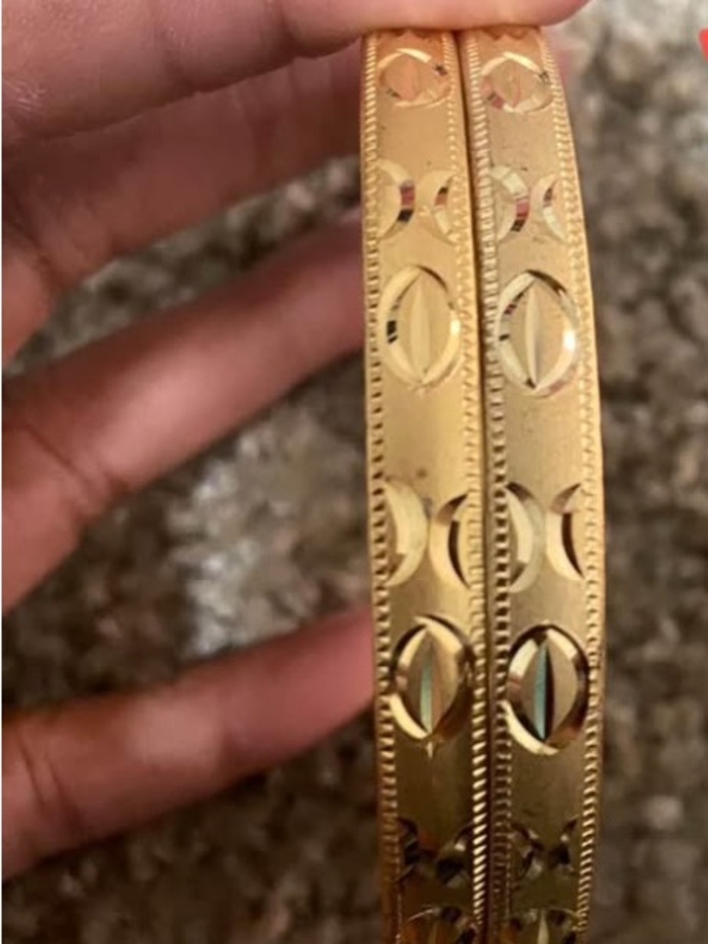 Gold-Tone Etched Bangle Bracelet Pair